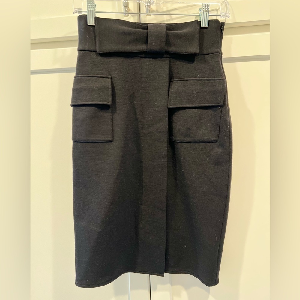 Diane Von Furstenberg Wool Blend Pencil Skirt. Bow Waist Detail. Size 4. - Picture 2 of 8
